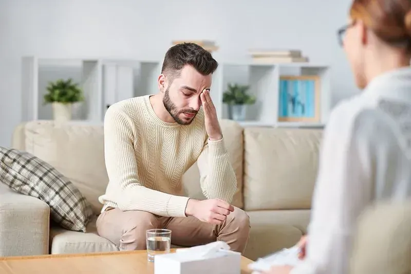 Patient in therapy session at Discover Recovery